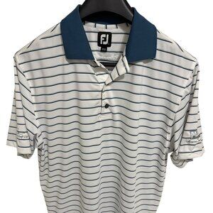 Footjoy Golf Polo Shirt Mens Size Large Short Sleeve Striped Golf Logos